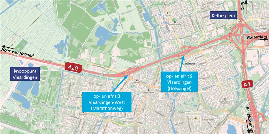 Bericht Nachtafsluitingen op- en afritten A20 ri Rotterdam voor onderhoud bekijken